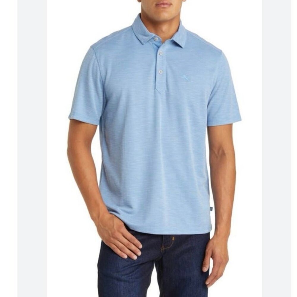 Tommy Bahama Le Cruz Point Polo Shirt Blue Infinity Pool XXL Modal Blend